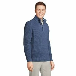 Men's Lands' End Button Mockneck Sweater -Outdoor Clothing Sales 5914204 ALT2