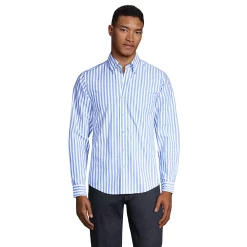 Men's Lands' End Traditional-Fit Essential Lightweight Poplin Shirt -Outdoor Clothing Sales 5918286 Chicory Blue Stripe