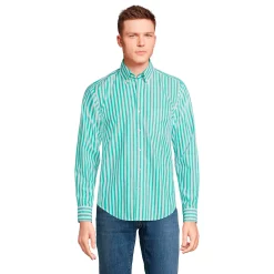 Men's Lands' End Traditional-Fit Essential Lightweight Poplin Shirt -Outdoor Clothing Sales 5918286 Glade Green Stripe