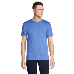 Big & Tall Lands' End Supima Pocket Tee -Outdoor Clothing Sales 5918977 Chicory Blue