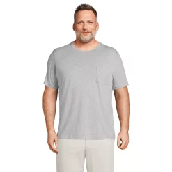 Big & Tall Lands' End Supima Pocket Tee -Outdoor Clothing Sales 5918977 Light Gray Heather