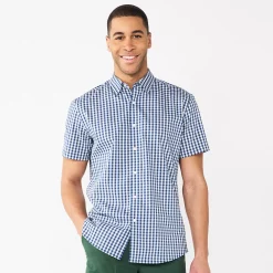 Men's Sonoma Goods For Life® Performance Button-Down Shirt -Outdoor Clothing Sales 5933019 Navy Gingham