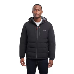 Men's London Fog Flex Stretch Hooded Puffer Coat -Outdoor Clothing Sales 5935033 Black