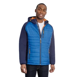 Men's London Fog Hybrid Hooded Packable Jacket -Outdoor Clothing Sales 5935034 True Blue