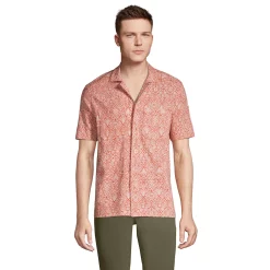 Big & Tall Lands' End Slub Button-Down Shirt -Outdoor Clothing Sales 5946582 Apricot Damask