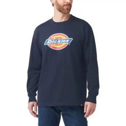 Men's Dickies Long Sleeve Tri-Color Logo Graphic Tee -Outdoor Clothing Sales 5977116 Dark Navy