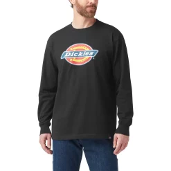 Men's Dickies Long Sleeve Tri-Color Logo Graphic Tee -Outdoor Clothing Sales 5977116 Knit Black