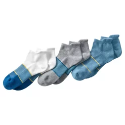 Men's Lands' End 3-Pack Performance Ankle Socks -Outdoor Clothing Sales 5978065 Blue Gray White