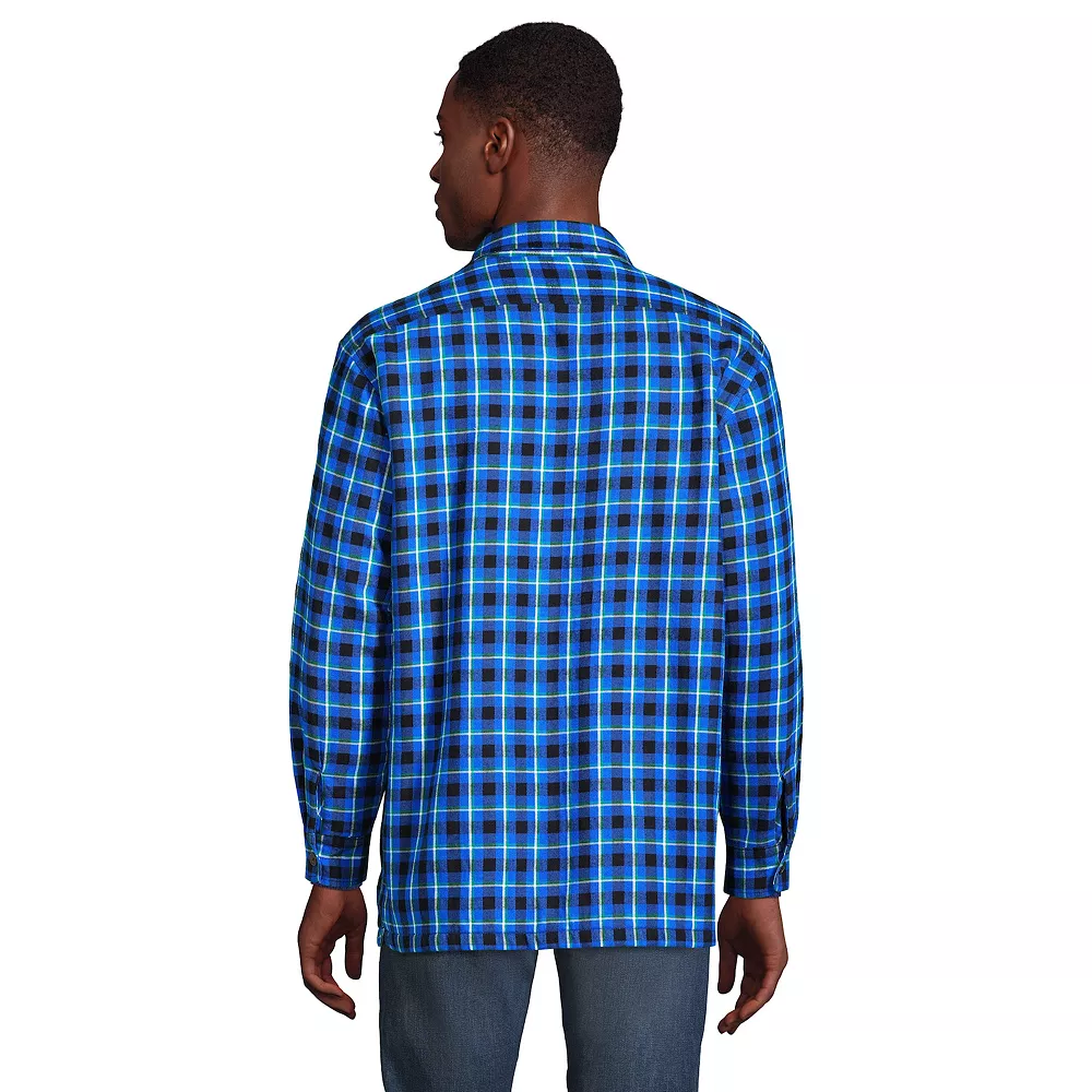 Men's Lands' End Flannel Sherpa-Lined Shirt Jacket 6 Men's Lands' End Flannel Sherpa-Lined Shirt Jacket - Image 4