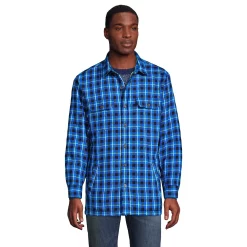 Men's Lands' End Flannel Sherpa-Lined Shirt Jacket 7 Men's Lands' End Flannel Sherpa-Lined Shirt Jacket -Outdoor Clothing Sales 5989754 Cobalt Field Check