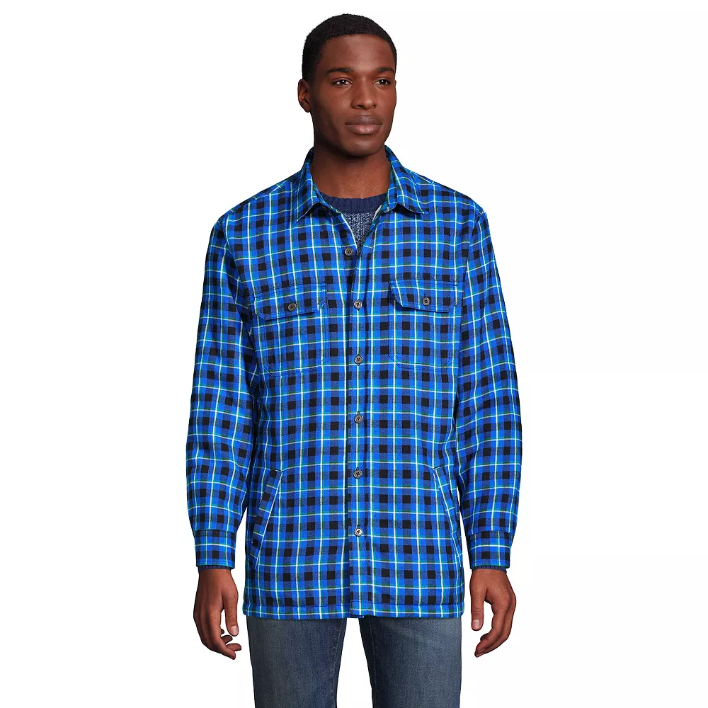 Men's Lands' End Flannel Sherpa-Lined Shirt Jacket 4 Men's Lands' End Flannel Sherpa-Lined Shirt Jacket - Image 2