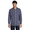 Men's Lands' End Flannel Sherpa-Lined Shirt Jacket -Outdoor Clothing Sales 5989754 Navy Ivory Plaid