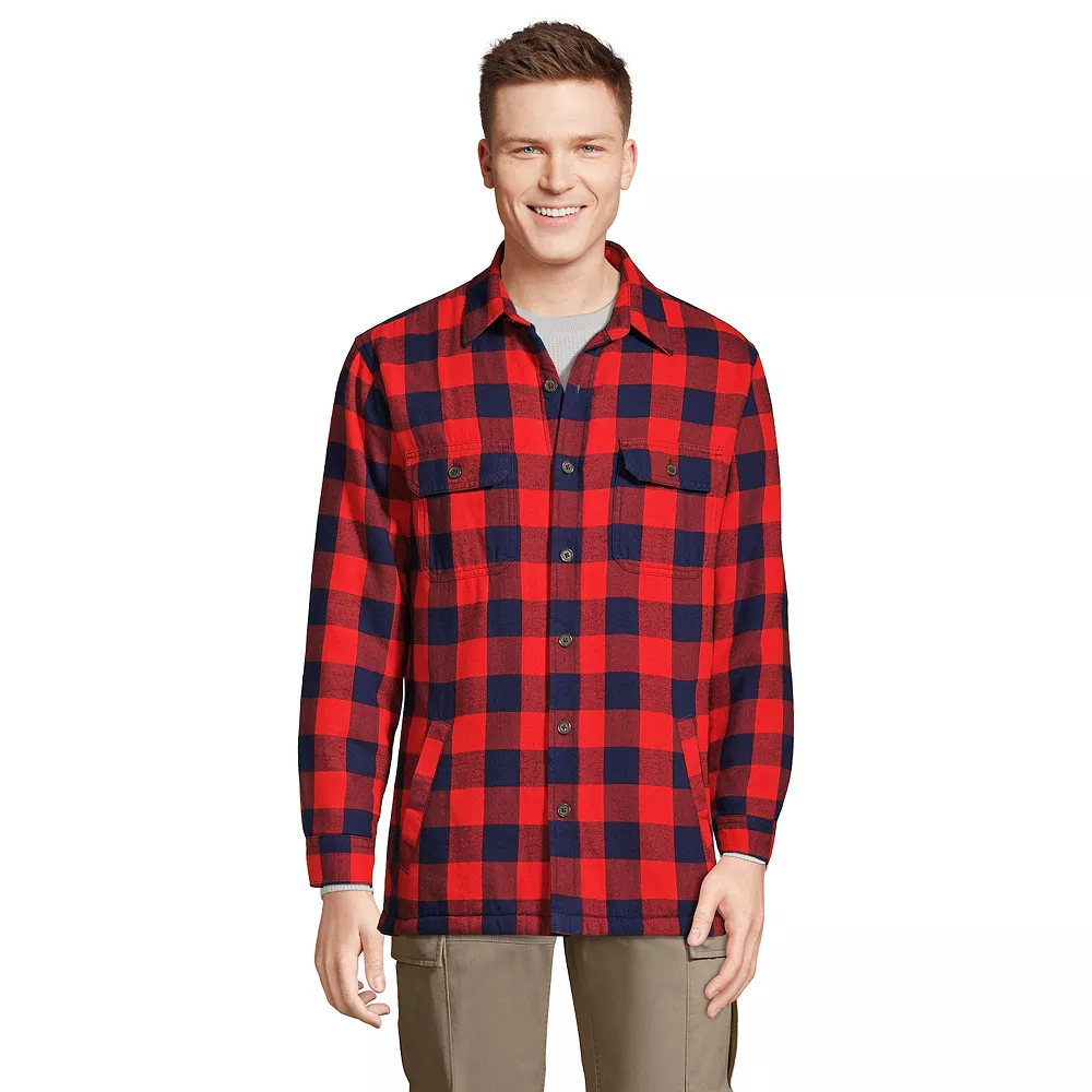 Men's Lands' End Flannel Sherpa-Lined Shirt Jacket 5 Men's Lands' End Flannel Sherpa-Lined Shirt Jacket - Image 3