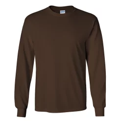 Mens Plain Crew Neck Ultra Cotton Long Sleeve T-Shirt -Outdoor Clothing Sales 6030730 Dark Chocolate