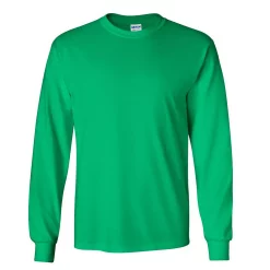 Mens Plain Crew Neck Ultra Cotton Long Sleeve T-Shirt -Outdoor Clothing Sales 6030730 Irish Green