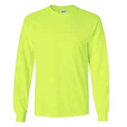 Mens Plain Crew Neck Ultra Cotton Long Sleeve T-Shirt -Outdoor Clothing Sales 6030730 New Safety Green