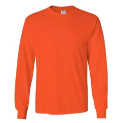 Mens Plain Crew Neck Ultra Cotton Long Sleeve T-Shirt -Outdoor Clothing Sales 6030730 Orange