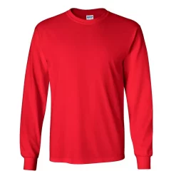 Mens Plain Crew Neck Ultra Cotton Long Sleeve T-Shirt -Outdoor Clothing Sales 6030730 Red