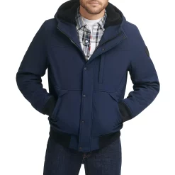 Men's Levi's® Mixed Media Hooded Bomber Jacket -Outdoor Clothing Sales 6033022 Midnight