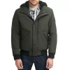 Men's Levi's® Mixed Media Hooded Bomber Jacket -Outdoor Clothing Sales 6033022 Olive