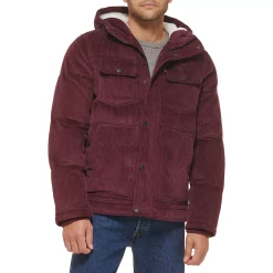 Men's Levi's® Quilted Corduroy Sherpa-Lined Puffer Jacket -Outdoor Clothing Sales 6033058 Burgundy