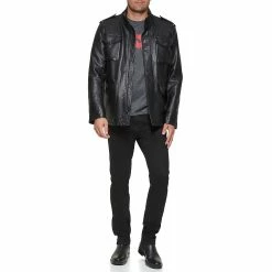 Men's Levi's® Faux-Leather Sherpa-Lined Military Bomber Jacket -Outdoor Clothing Sales 6033061 ALT4