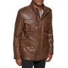 Men's Levi's® Faux-Leather Sherpa-Lined Military Bomber Jacket -Outdoor Clothing Sales 6033061 Saddle