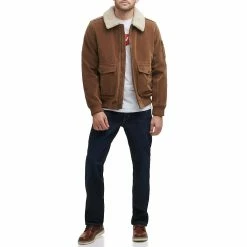Men's Levi's® Faux Suede Aviator Bomber Jacket -Outdoor Clothing Sales 6033066 ALT3