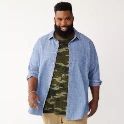 Big & Tall Sonoma Goods For Life® Perfect Length Button-Down Shirt -Outdoor Clothing Sales 6150506 Light Blue