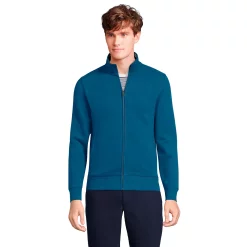 Men's Lands' End Serious Sweats Mockneck Full-Zip Jacket -Outdoor Clothing Sales 6174665 Evening Blue