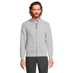 Men's Lands' End Serious Sweats Mockneck Full-Zip Jacket -Outdoor Clothing Sales 6174665 Gray Heather