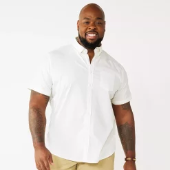 Big & Tall Sonoma Goods For Life® Poplin Button-Down Shirt -Outdoor Clothing Sales 6197017 White Arrow